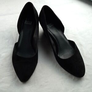 Eileen Fisher Black Suede‎ D'Orsay Block Heel Pumps Size 7.5